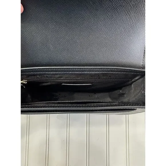 Kate Spade Reegan Saddle Bag Crossbody Black Leather Convertible Bag NWT $400 - Picture 5 of 7